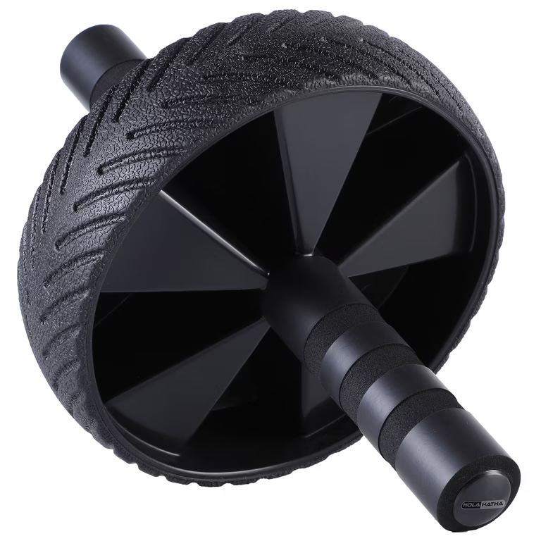 A traditional single wheel ab roller with narrow foam handles
